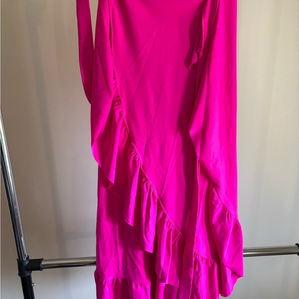 Vibrant Pink Ruffled swimsuit cover up